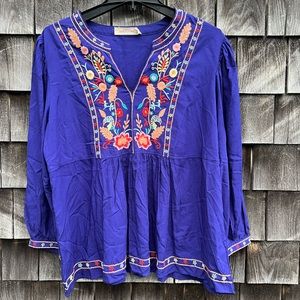 Solitaire royal blue embroidered shirt Xlarge